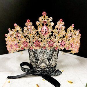 Pink Rhinestone Crown, Princess Crystal Tiara, June Birthstone, Birthday Crown
